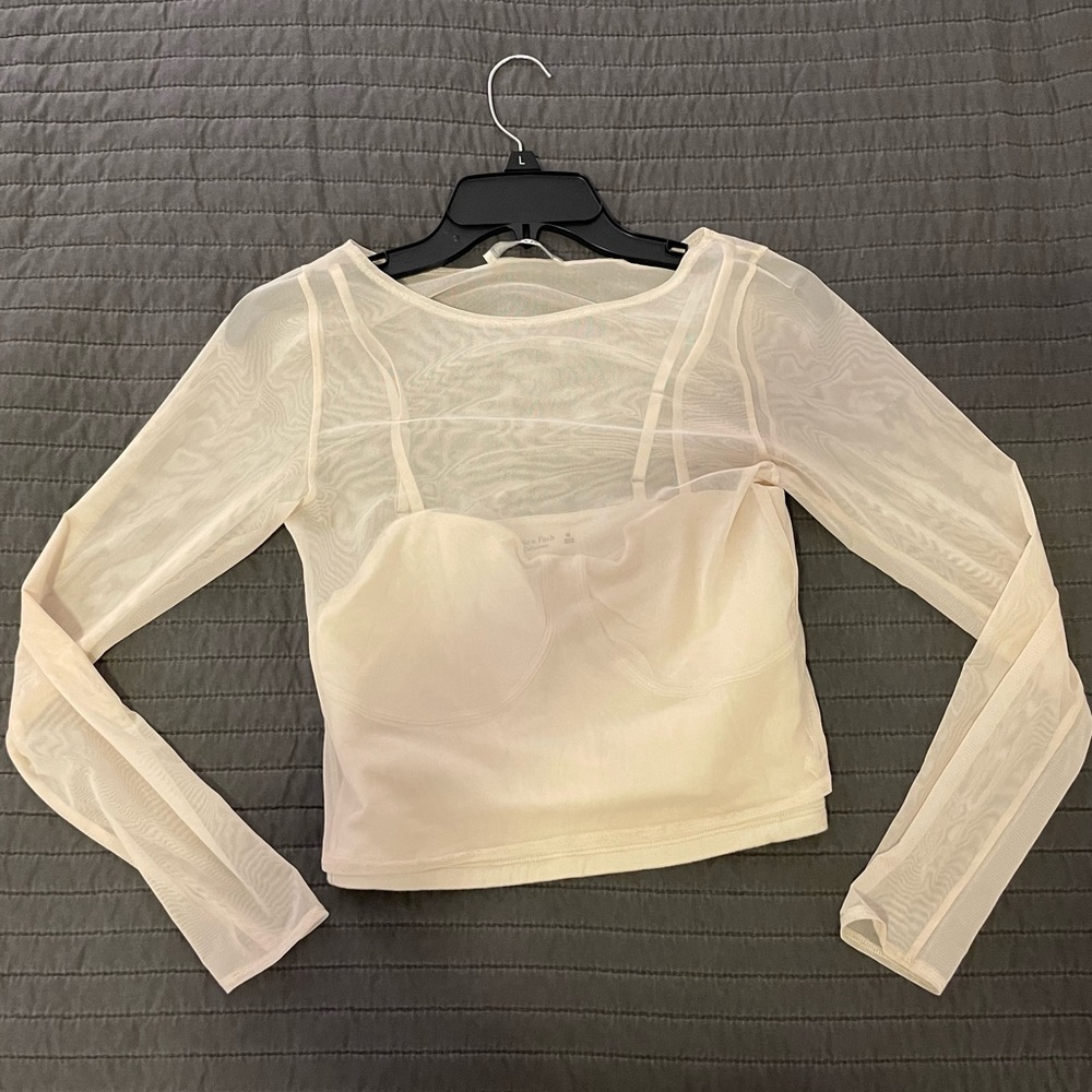 a&f women’s cropped cami with mesh overlay